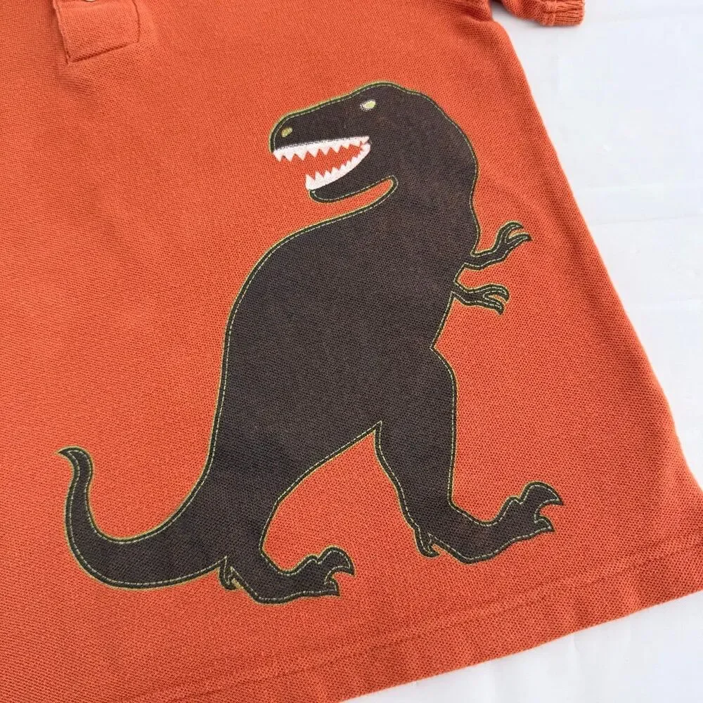 Gymboree Boy's 6 Dinosaur Dino Orange Fall Collared Polo Shirt 100% Cotton 2012